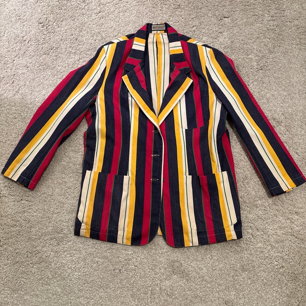 Multicolored vintage striped blazer - #retro #vintage